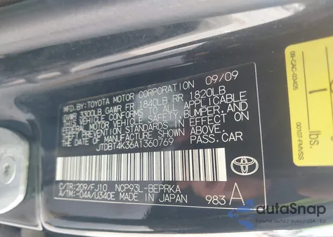 2010 Toyota Yaris из США, поврежденный, VIN JTDBT4K36A1360769